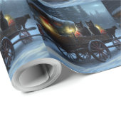 Zwarte Kat Sneeuwachtige Sleigh Ride Kerstmisdecor Cadeaupapier (Rol Hoek)