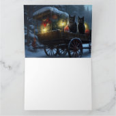 Zwarte Kat Sneeuwachtige Sleigh Ride Kerstmisdecor Kaart (Binnen)
