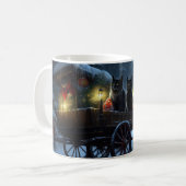 Zwarte Kat Sneeuwachtige Sleigh Ride Kerstmisdecor Koffiemok (Voorkant links)