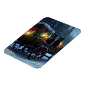 Zwarte Kat Sneeuwachtige Sleigh Ride Kerstmisdecor Magneet (Linkerzijde)