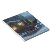Zwarte Kat Sneeuwachtige Sleigh Ride Kerstmisdecor Notitieblok (Schuin)