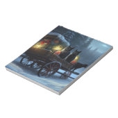 Zwarte Kat Sneeuwachtige Sleigh Ride Kerstmisdecor Notitieblok (Linkerzijde)