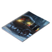 Zwarte Kat Sneeuwachtige Sleigh Ride Kerstmisdecor Notitieboek (Linkerzijde)