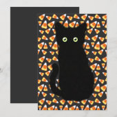 Zwarte kat, snoepmaïspatroon, leuk voor Halloween Kaart (Voorkant / Achterkant)