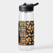 Zwarte kat, snoepmaïspatroon, leuk voor Halloween Waterfles (Links)