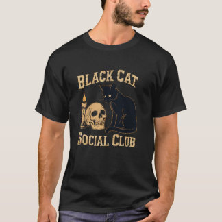 Zwarte Kat Sociale Club Grappige Halloween Kat Lie T-shirt