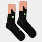 Zwarte kat sokken met naam - kattenliefhebber (Rechts)