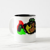 Zwarte kat soort herfst pompoen tweekleurige koffiemok (Voorkant links)