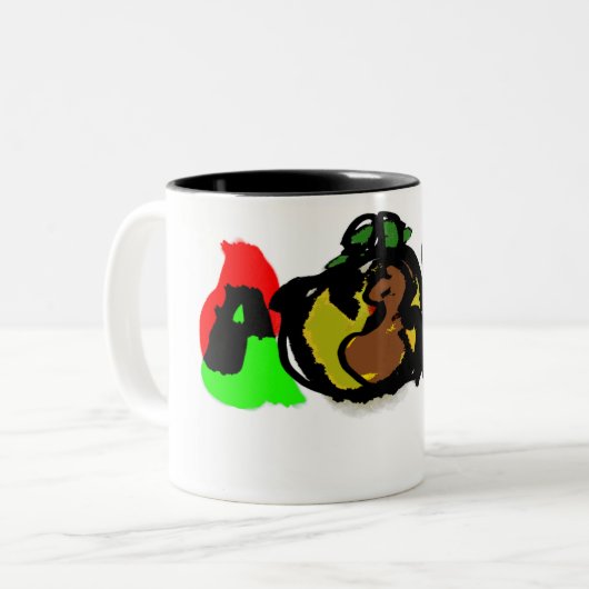 Zwarte kat soort herfst pompoen tweekleurige koffiemok (Voorkant links)