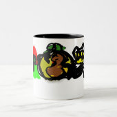 Zwarte kat soort herfst pompoen tweekleurige koffiemok (Center)