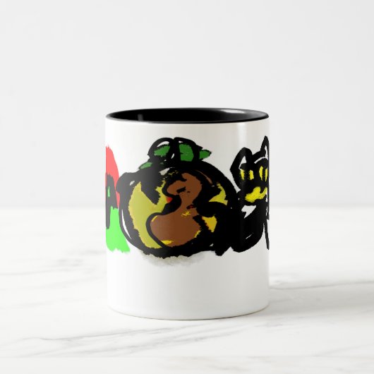 Zwarte kat soort herfst pompoen tweekleurige koffiemok (Center)