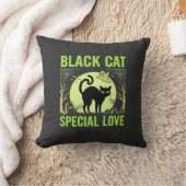 Zwarte Kat Speciale Liefde Halloween Grafisch Kussen (Deken)
