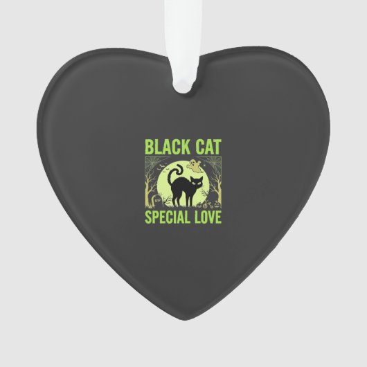 Zwarte Kat Speciale Liefde Halloween Grafisch Ornament (voorkant)
