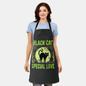 Zwarte Kat Speciale Liefde Halloween Grafisch Schort (Gedragen)