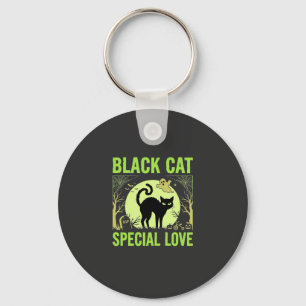 Zwarte Kat Speciale Liefde Halloween Grafisch Sleutelhanger