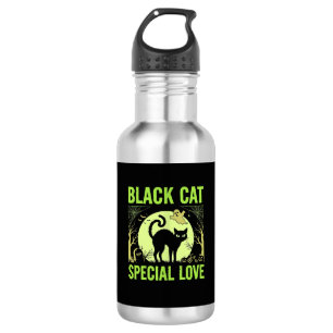 Zwarte Kat Speciale Liefde Halloween Grafisch Waterfles