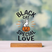 Zwarte Kat Speciale Liefde Halloween Kat Vector De Acryl Bord (Neutraal)