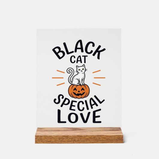 Zwarte Kat Speciale Liefde Halloween Kat Vector De Acryl Bord (Voorkant)