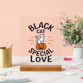 Zwarte Kat Speciale Liefde Halloween Kat Vector De Acryl Bord (Huwelijk)