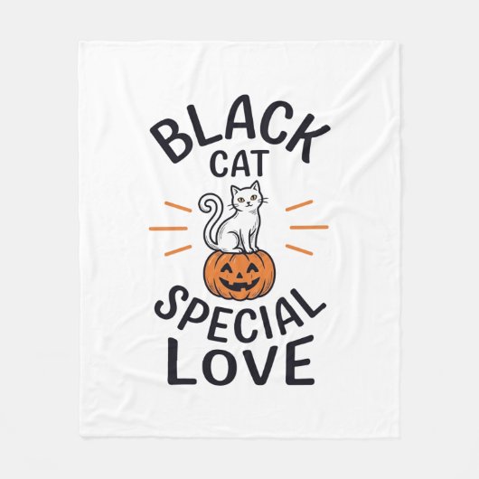 Zwarte Kat Speciale Liefde Halloween Kat Vector De Fleece Deken (Voorkant)
