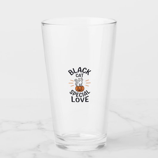 Zwarte Kat Speciale Liefde Halloween Kat Vector De Glas (Voorkant)
