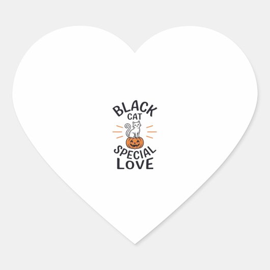 Zwarte Kat Speciale Liefde Halloween Kat Vector De Hart Sticker (Voorkant)
