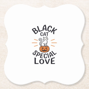 Zwarte Kat Speciale Liefde Halloween Kat Vector De Kartonnen Onderzetters