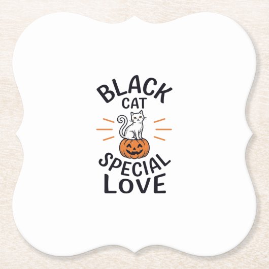 Zwarte Kat Speciale Liefde Halloween Kat Vector De Kartonnen Onderzetters (Voorkant)
