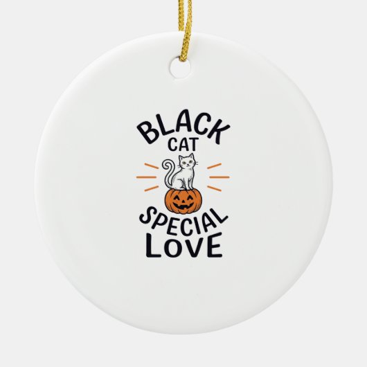 Zwarte Kat Speciale Liefde Halloween Kat Vector De Keramisch Ornament (Voorkant)