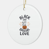 Zwarte Kat Speciale Liefde Halloween Kat Vector De Keramisch Ornament (Links)