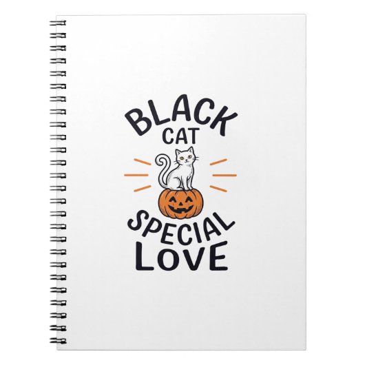 Zwarte Kat Speciale Liefde Halloween Kat Vector De Notitieboek (Voorkant)
