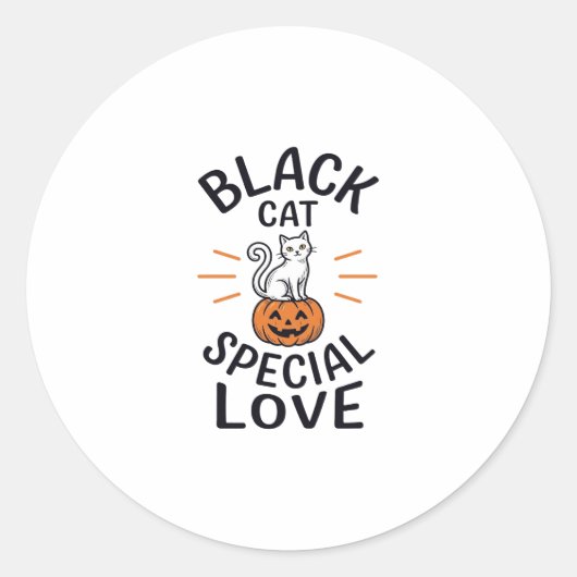 Zwarte Kat Speciale Liefde Halloween Kat Vector De Ronde Sticker (Voorkant)