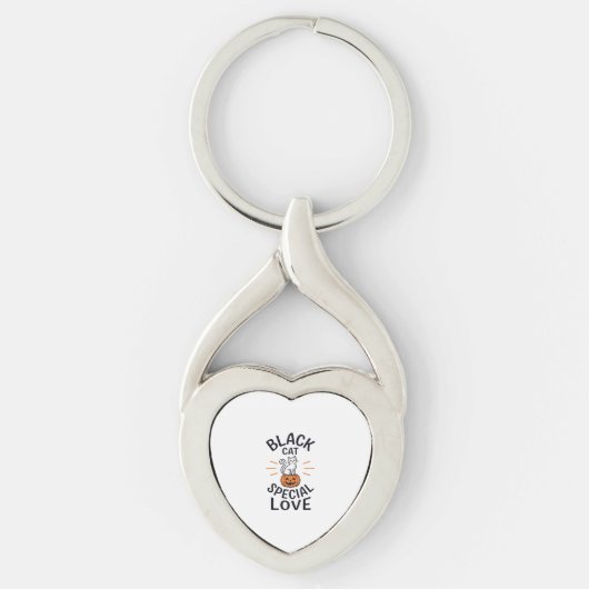 Zwarte Kat Speciale Liefde Halloween Kat Vector De Sleutelhanger (Voorkant)