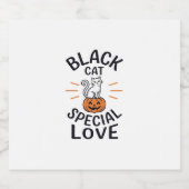 Zwarte Kat Speciale Liefde Halloween Kat Vector De Sparkling Wijnetiket (Enkel label)
