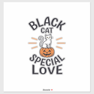 Zwarte Kat Speciale Liefde Halloween Kat Vector De Sticker