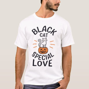 Zwarte Kat Speciale Liefde Halloween Kat Vector De T-shirt