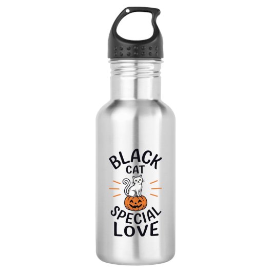 Zwarte Kat Speciale Liefde Halloween Kat Vector De Waterfles (Voorkant)