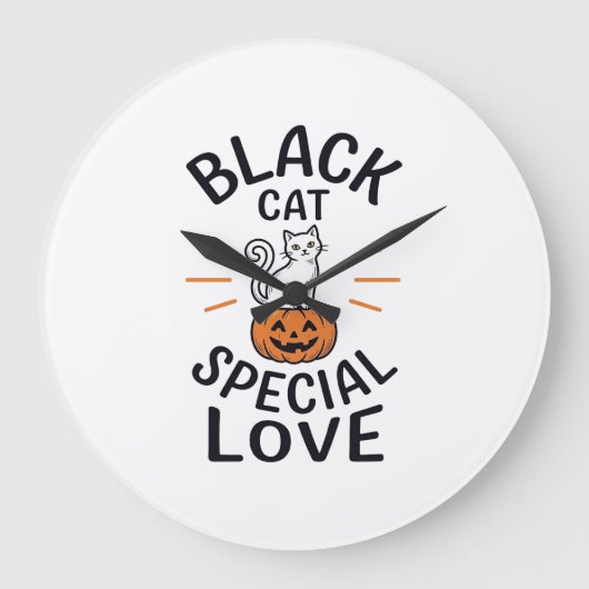 Zwarte Kat Speciale Liefde Halloween Kat Vector On Grote Klok (Voorkant)
