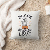 Zwarte Kat Speciale Liefde Halloween Kat Vector On Kussen (Deken)
