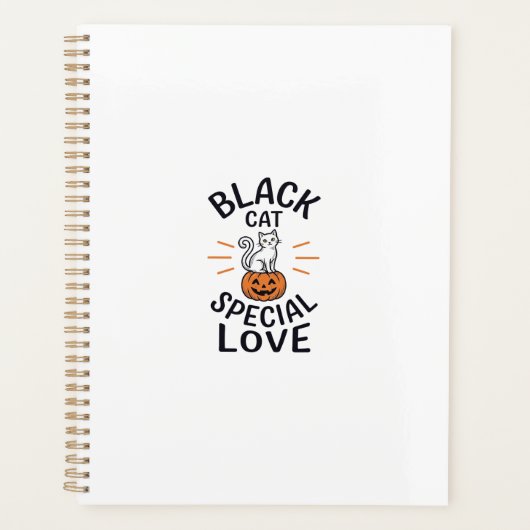 Zwarte Kat Speciale Liefde Halloween Kat Vector On Planner (Voorkant)