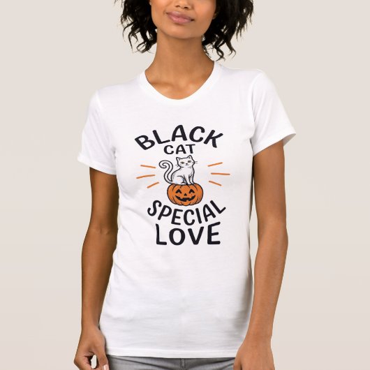 Zwarte Kat Speciale Liefde Halloween Kat Vector On T-shirt (Voorkant)