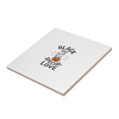 Zwarte Kat Speciale Liefde Halloween Kat Vector On Tegeltje (Zijkant)