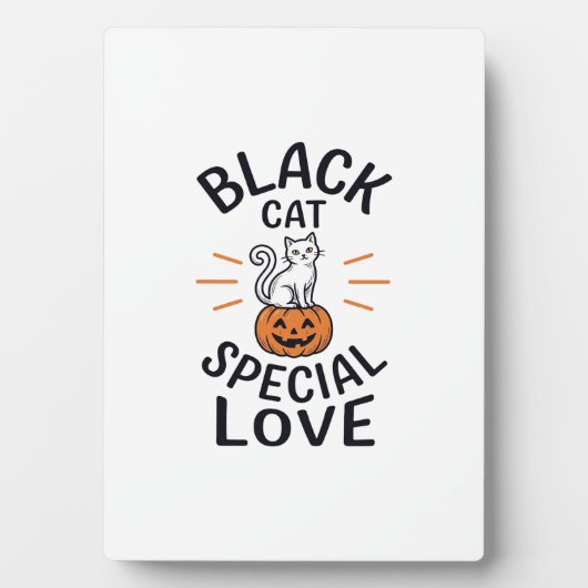 Zwarte Kat Speciale Liefde Halloween Kat Vectoront Fotoplaat (voorkant)