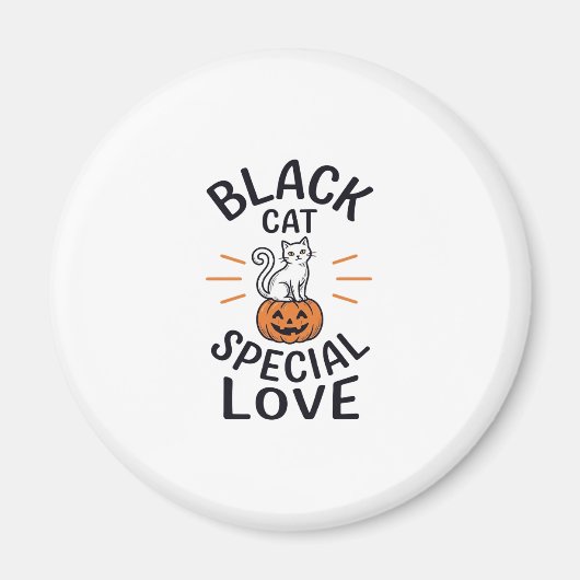 Zwarte Kat Speciale Liefde Halloween Kat Vectoront Magneet (Voorkant)