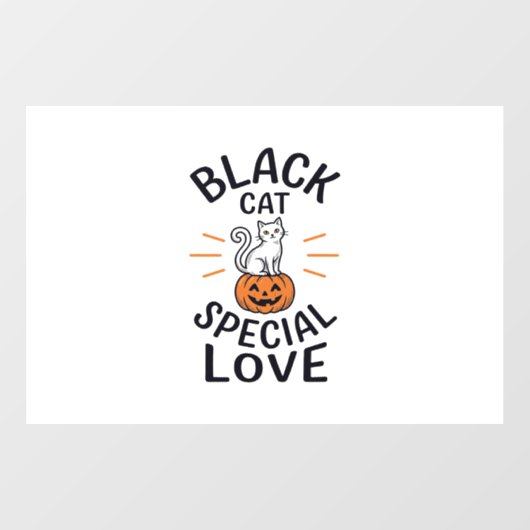Zwarte Kat Speciale Liefde Halloween Kat Vectoront Raamsticker (Vel)