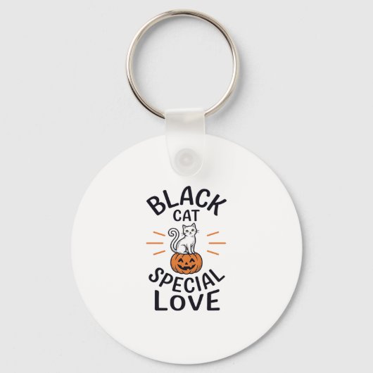 Zwarte Kat Speciale Liefde Halloween Kat Vectoront Sleutelhanger (Voorkant)