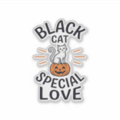 Zwarte Kat Speciale Liefde Halloween Kat Vectoront Sticker (Voorkant)