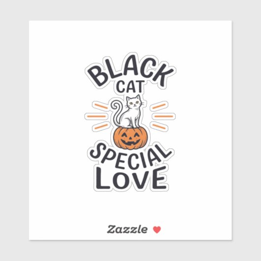 Zwarte Kat Speciale Liefde Halloween Kat Vectoront Sticker (Vel)