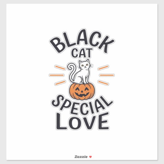 Zwarte Kat Speciale Liefde Halloween Kat Vectoront Sticker (Vel)
