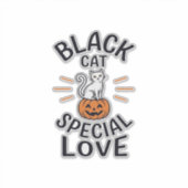 Zwarte Kat Speciale Liefde Halloween Kat Vectoront Sticker (Voorkant)